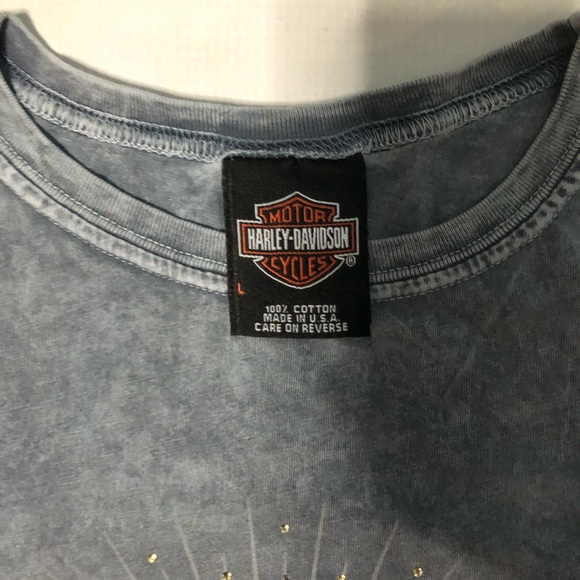Harley Davidson heart wings t shirt blue / gray - Picture 6 of 8